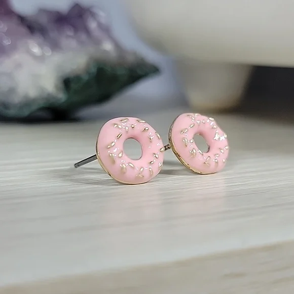 Frosted Donut Stud Earrings - Picture 4 of 6